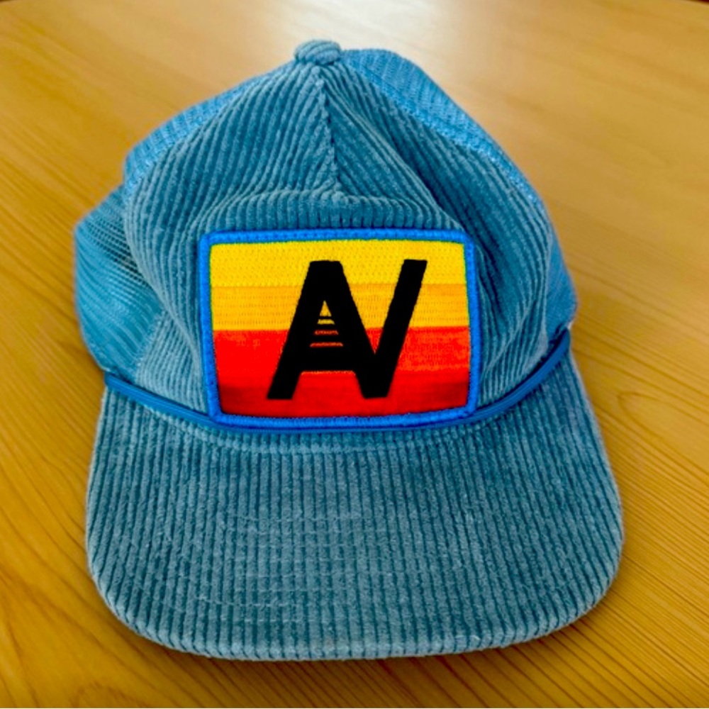 COPY - Aviator Nation Blue Corduroy Trucker Hat with AV Patch